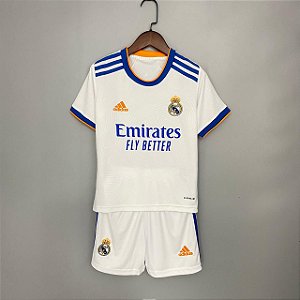 Kit Infantil Real Madrid 1 Camisa e Short  2021 / 2022