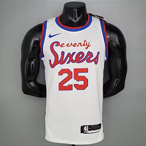 Regata Basquete NBA Philadelphia 76ers Simmons 25 Edição Retro Limitada Jogador Silk