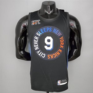 Regata Basquete NBA New York Knicks Barrett 9 Edição Preta Jogador Silk