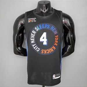 Regata Basquete NBA New York Knicks Rose 4 Edição Preta Jogador Silk