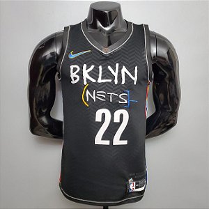 Regata Basquete NBA Brooklyn Nets Levert 22 Edição Preta Jogador Silk