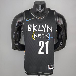 Regata Basquete NBA Brooklyn Nets Aldridge 21 Edição Preta Jogador Silk