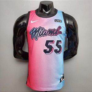 Regata Basquete NBA Miami Heat Robinson 55 Rosa E Azul Edição Jogador Silk