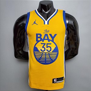 Regata Basquete NBA Golden State Warriors Durant 35 Amarela Edição Jogador Silk