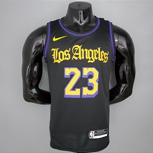 Regata Basquete NBA Los Angeles Lakers James 23 Edição Jogador Silk