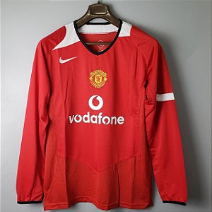 Camisa Manga Comprida Manchester United 1 Retrô 2005