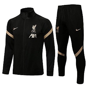 Conjunto Liverpool Treino Preto E Dourado Masculino 2021 / 2022