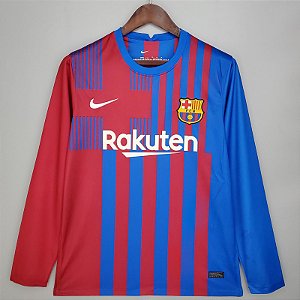 Camisa Manga Cumprida Barcelona 1 Torcedor Masculina 2021 / 2022