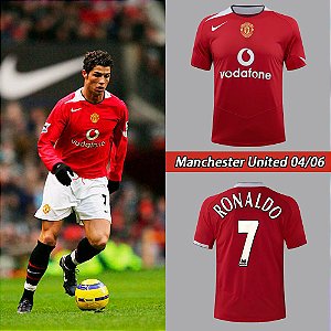 Camisa Manchester United 1 Cristiano Ronaldo 7 CR7 Retrô 2004 / 2006