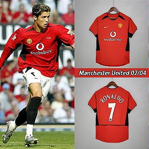 Camisa Manchester United 1 Cristiano Ronaldo 7 CR7 Retrô 2002 / 2004