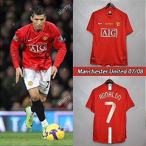 Camisa Manchester United 1 Cristiano Ronaldo 7 CR7 Retrô 2007 / 2008