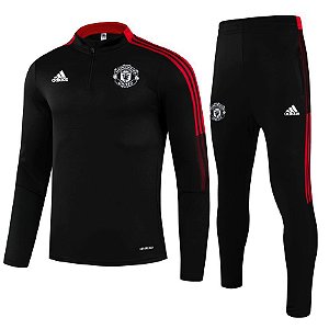 Conjunto Treino Manchester United Preto E Vermelho Cristiano Ronaldo CR7 2021 / 2022