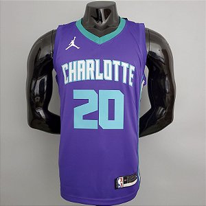 Regata Basquete NBA Charlotte Hornets Hayward 20 Roxa Edição Jogador Silk