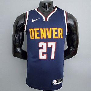 Regata Basquete NBA Denver Nuggets Murray 27 Azul Escuro Edição Jogador Silk