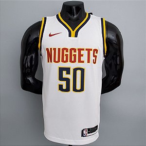 Regata Basquete NBA Denver Nuggets Gordon 50 Branca Limitada Edição Jogador Silk