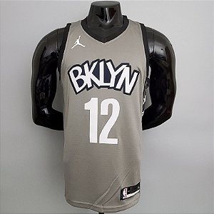 Regata Basquete NBA Brooklyn Nets Harris 12 Cinza Edição Jogador Silk