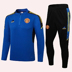 Conjunto Treino Manchester United Azul E Preto 2021 / 2022