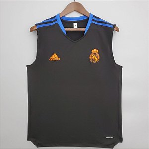 Camisa Real Madrid Regata Preta Treino Torcedor Masculina 2021 / 2022