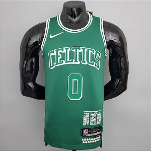 Regata Basquete NBA Boston Celtics Tatum 0 Verde Edição Jogador Silk 2022