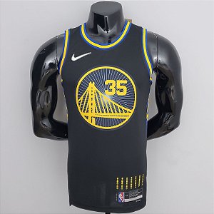 Regata Basquete NBA Golden State Warriors Durant 35 Preta Edição Jogador Silk 2022