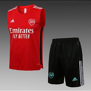 Kit Treino Conjunto Arsenal Vermelho Regat E Short Masculino 2021 / 2022