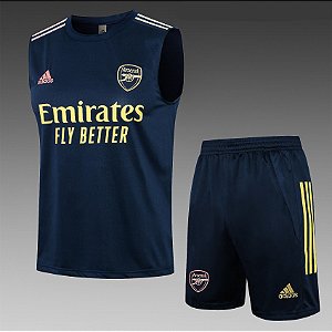 Kit Treino Conjunto Arsenal Azul Escuro Regata E Short Masculino 2021 / 2022