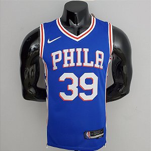 Regata Basquete NBA Philadelphia 76ers 75º aniversário Azul Howard 39 Edição Jogador Silk