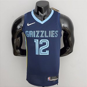 Regata Basquete NBA Memphis Grizzlies 75º aniversário Morant 12 Edição Jogador Silk