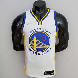 Regata Basquete NBA Golden State Warriors 75º aniversário Curry 30 Branca Edição Jogador Silk