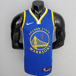 Regata Basquete NBA Golden State Warriors 75º aniversário Thompson 11 Azul Edição Jogador Silk