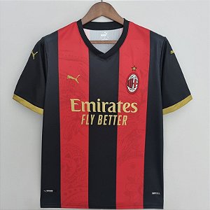 Nova Camisa Milan Vermelha E Preta Torcedor Masculina 2022 / 2023