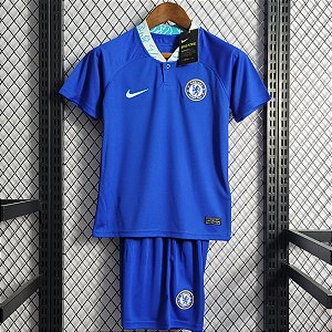Novo Kit Infantil Chelsea 1 Camisa e Short  2022 / 2023