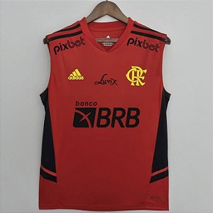 Nova Regata Flamengo Treino Vermelha Com Todos Patrocínios Masculina 2022 / 2023