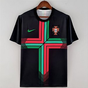 Nova Camisa Portugal Conceito Preto Torcedor Masculina 2022