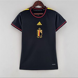 Nova Camisa Feminina Bélgica Preta 2022