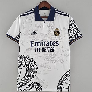 Nova Camisa Real Madrid Dragão Chinês Branco Torcedor Masculina 2022 / 2023