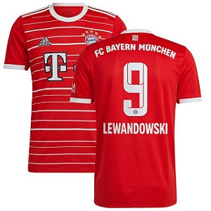 Nova Camisa Bayern De Munique 1 Lewandowski 9 Torcedor 2022 / 2023