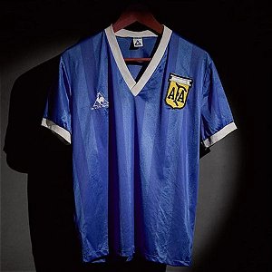 Camisa Argentina Azul Maradona Copa Do Mundo 1986 Retrô