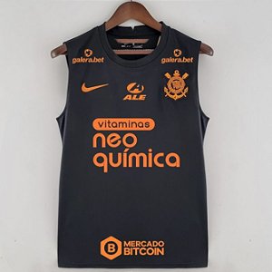 Nova Regata Corinthians Pré-Match Preta Com Todos Patrocínios Masculina 2022 / 2023