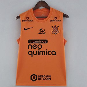 Nova Regata Corinthians Pré-Match Laranja Com Todos Patrocínios Masculina 2022 / 2023