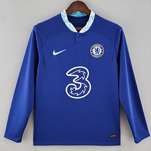 Nova Camisa Manga Comprida Chelsea 1 Azul 2022 / 2023