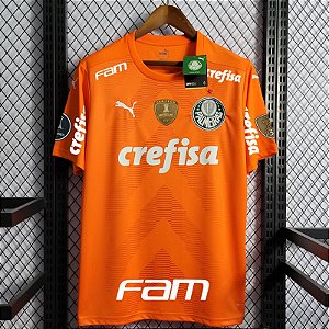 Nova Camisa Palmeiras Goleiro Laranja Torcedor Final Libertadores com patch libertadores e todos patrocínios 2022 / 2023