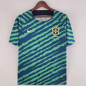 Nova Camisa Brasil Pré-Jogo Verde Torcedor Masculina 2022