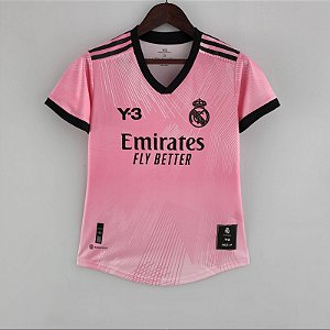 Nova Camisa Feminina Real Madrid Y-3 Rosa 2022 / 2023