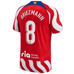 Nova Camisa Atlético De Madrid 1 Griezmann 8 Torcedor 2022 / 2023