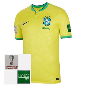 Nova Camisa Brasil 1 Amarela Torcedor Masculina Com Patch Copa Do Mundo 2022