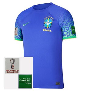Nova Camisa Brasil 2 Azul Torcedor Masculina Com Patch Copa Do Mundo 2022