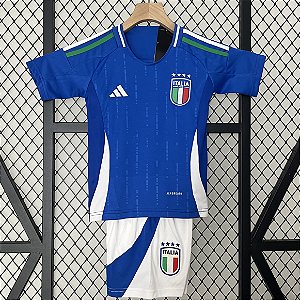 Novo Kit Infantil Itália 1 Azul Camisa e Short 2024