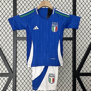 Novo Kit Infantil Itália 1 Azul Camisa e Short 2024 / 2025