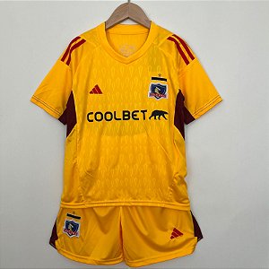 Novo Kit Infantil Colo Colo Goleiro Amarela Camisa e Short 2023 / 2024